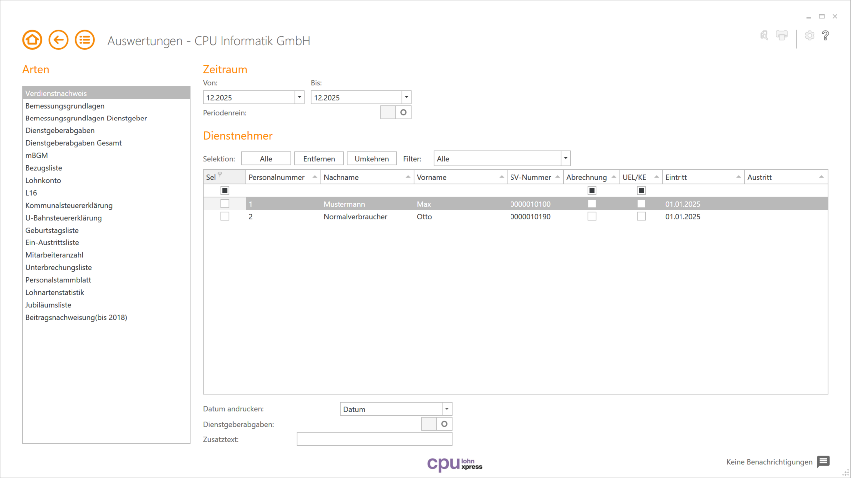 Modul Auswertung cpu-informatik.at